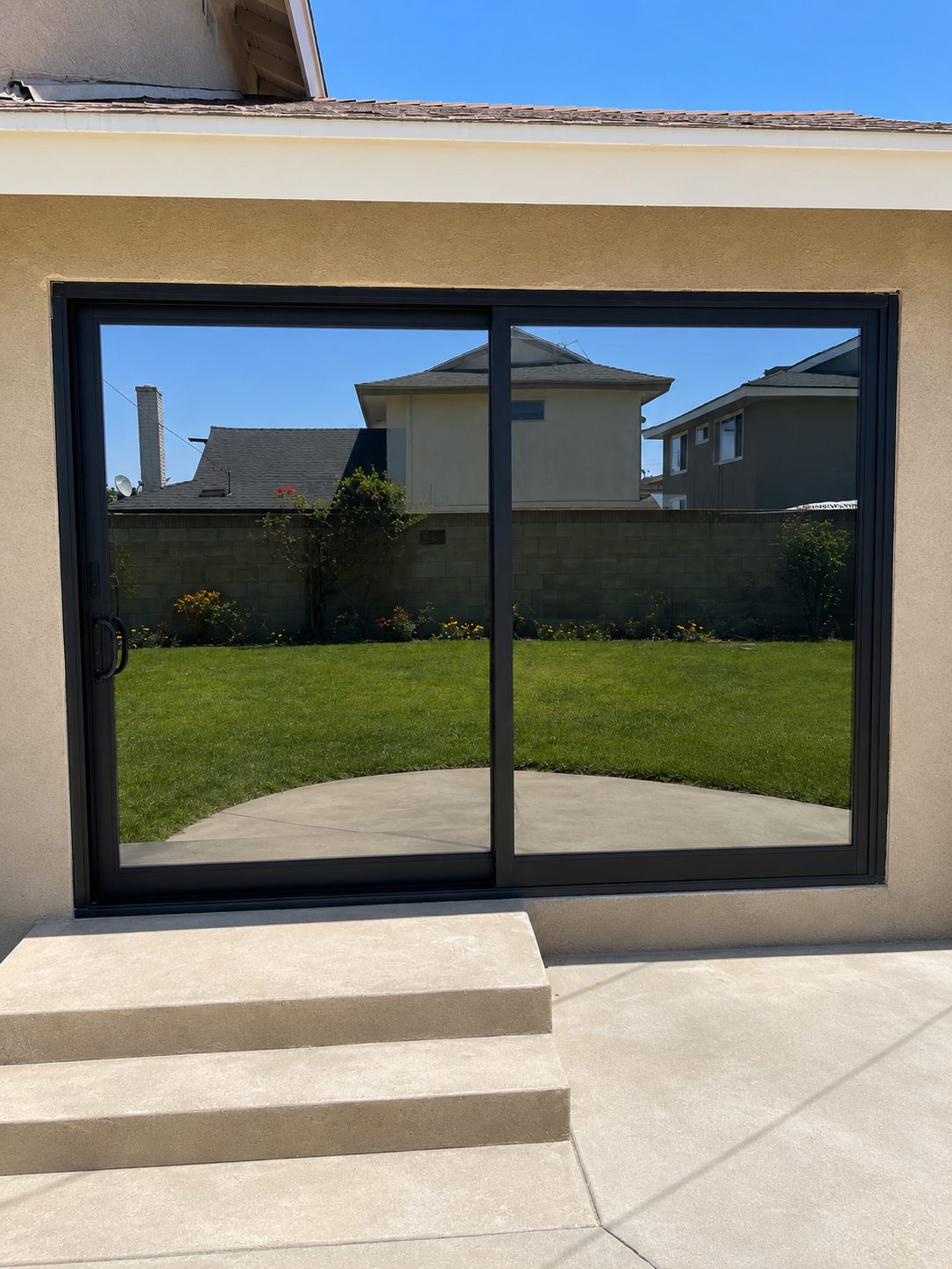Black aluminum patio slider