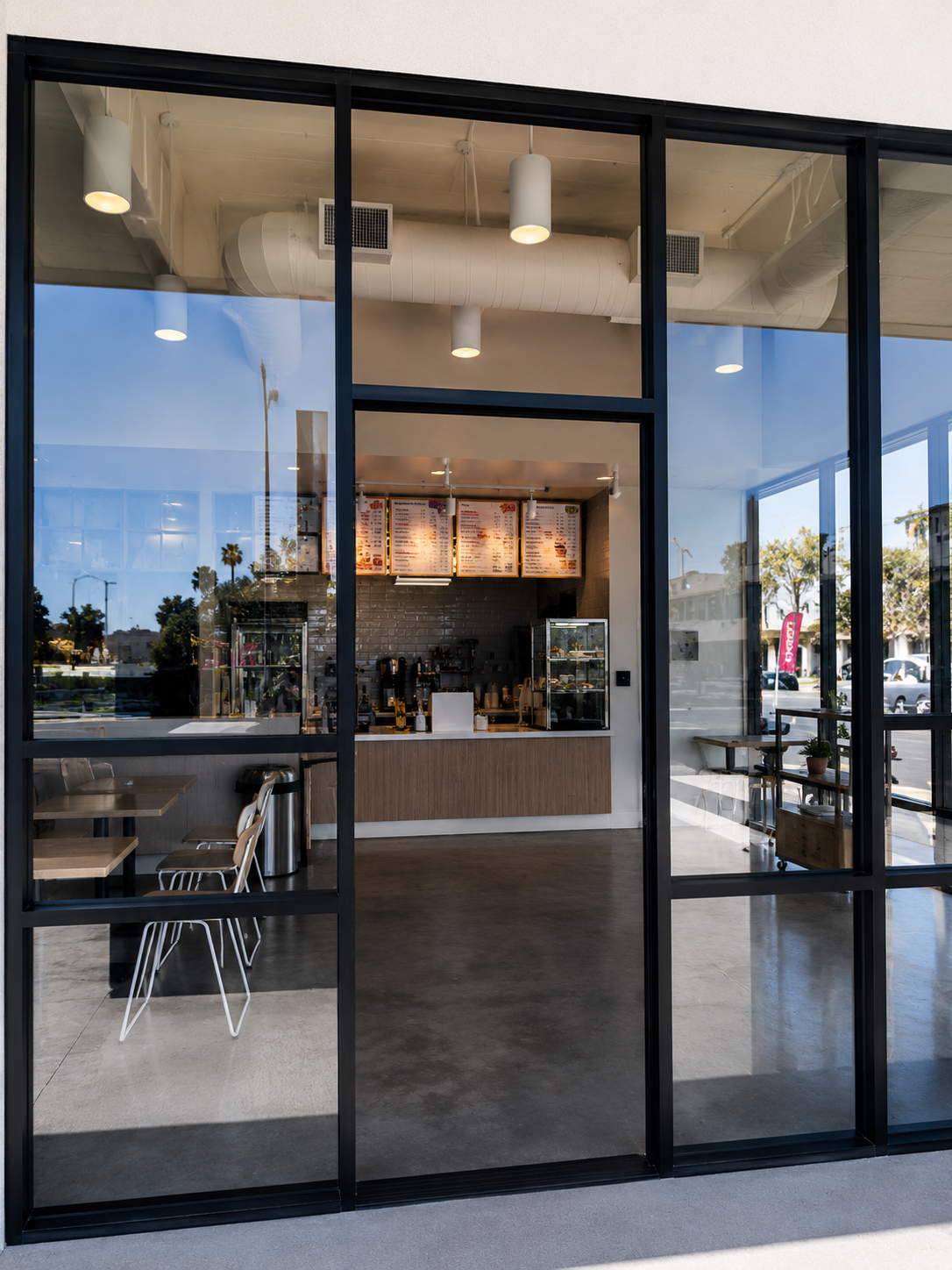 Black aluminum storefront system