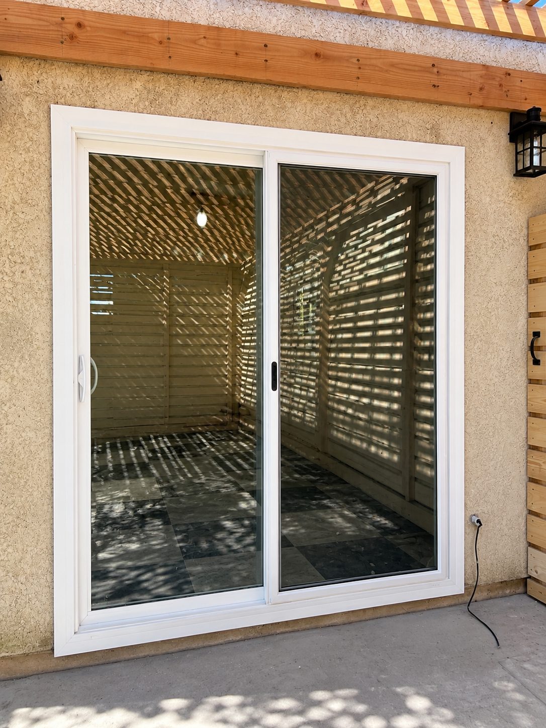 White sliding patio door